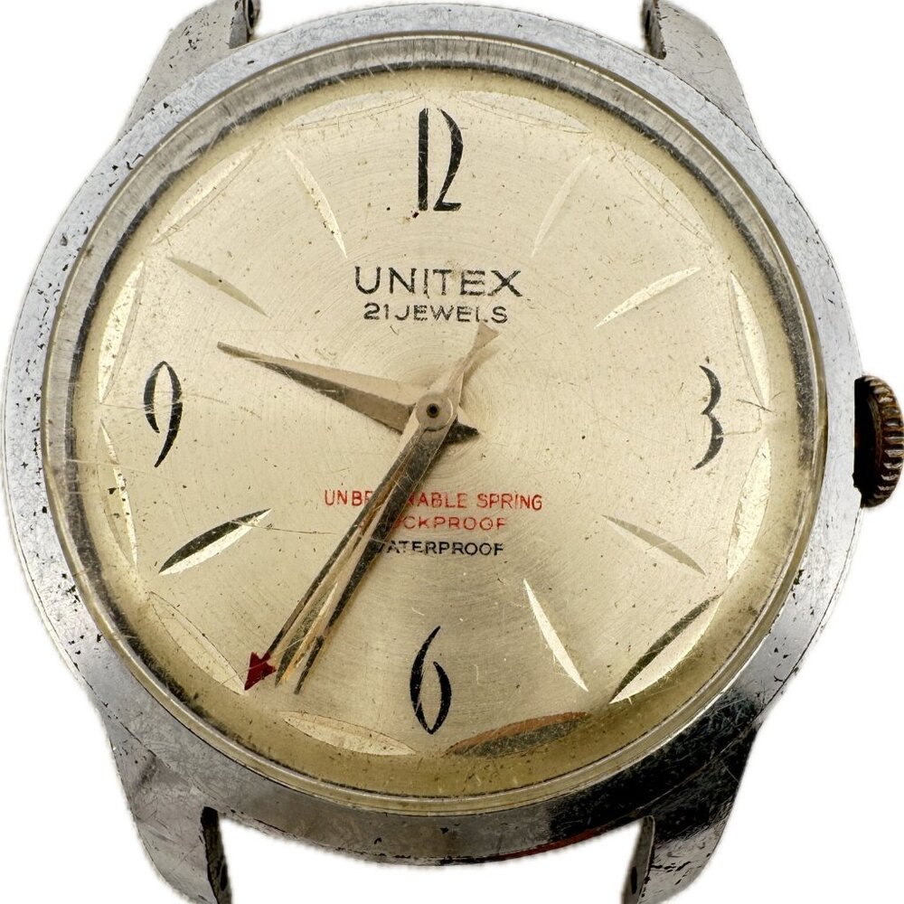 Vintage 34.7mm Unitex Men's Mechanical Wristwatch Swiss Made Steel for Parts